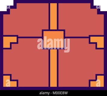 pixelated video game treasure chest fortune Stock Vector