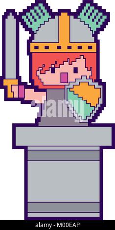 pixel character knight game interface level Stock Vector