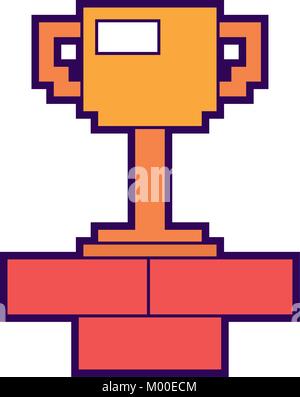 pixel trophy prize game brick wall Stock Vector