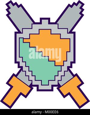 pixelated shield and swords video game Stock Vector Image & Art - Alamy