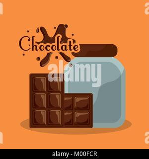 chocolate bottle and bar splash card Stock Vector