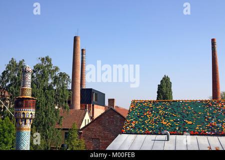 old factory chimney Zsolnay cultural quarter Stock Photo