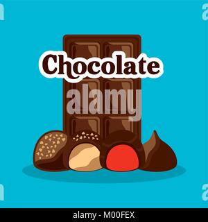 chocolate bar and candies with cream chips Stock Vector