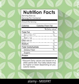 nutrition facts food label floral background Stock Vector