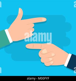 two hands pointing with finger some side Stock Vector