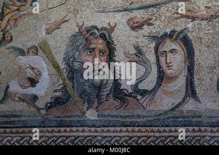 Oceanus and Tethys Mosaic in The Gaziantep Zeugma Mosaic Museum,Southeastern Anatolia Region of Turkey Stock Photo