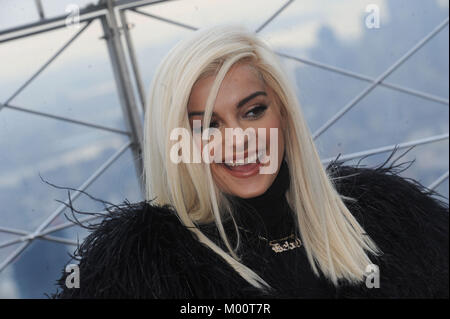 NEW YORK, NY - JANUARY 16: Bebe Rexha visits The Empire State Building on January 16, 2018 in New York City   People:  Bebe Rexha Stock Photo