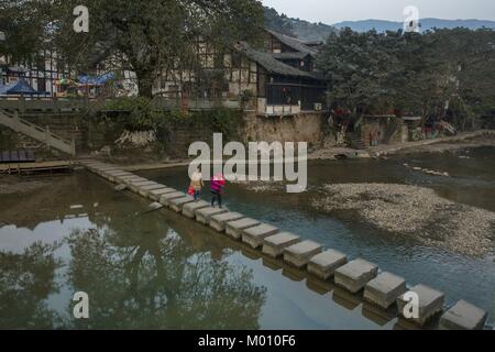 Chongqing, Chongqing, China. 18th Jan, 2018. Chongqing, CHINA-15th January 2018: The Pianyan Ancient Town is located in Jindaoxia Town, southwest China's Chongqing. Credit: SIPA Asia/ZUMA Wire/Alamy Live News Stock Photo