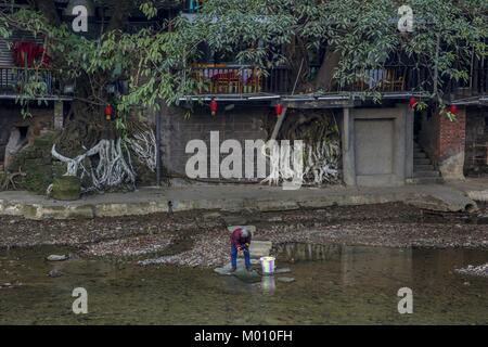 Chongqing, Chongqing, China. 18th Jan, 2018. Chongqing, CHINA-15th January 2018: The Pianyan Ancient Town is located in Jindaoxia Town, southwest China's Chongqing. Credit: SIPA Asia/ZUMA Wire/Alamy Live News Stock Photo