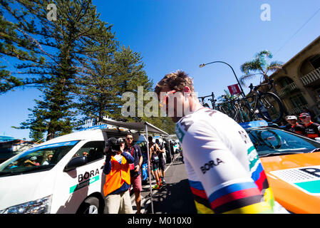 Glenelg, South Australia, Australia. 18th Jan, 2018. Peter Sagan at the start of Stage 3, Glenelg to Victor Harbor, of the Tour Down Under, Australia on the 18 of January 2018 Credit: Gary Francis/ZUMA Wire/Alamy Live News Stock Photo