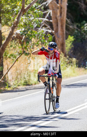 Victor Harbor, Australia. 18th Jan, 2018. Maarten Wynants hydrating on the Tour Down Under Stage 3 18 January 2018 Credit: Darryl Leach/Alamy Live News Stock Photo