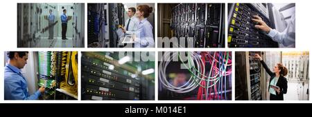hardware server room collage Stock Photo