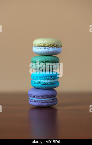 Sweet and colourful french macaroons, close up Stock Photo