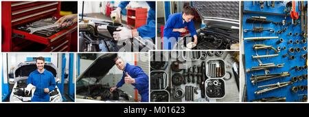 car repair collage Stock Photo