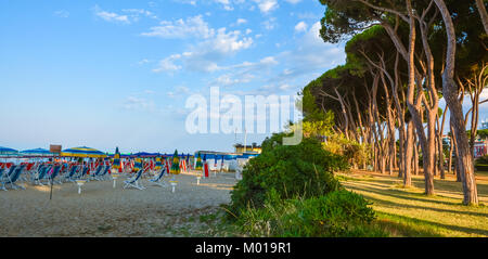 Beach of  Pinetodegli Abruzzi, Abruzzo, Italy. Pineto degli Abruzzi is also known as the 'Lido delle Rose' because of the great variety of roses Stock Photo