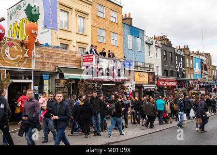 People walking on a very busy day in Camden High St , Camden Town, , North London, England, UK Stock Photo