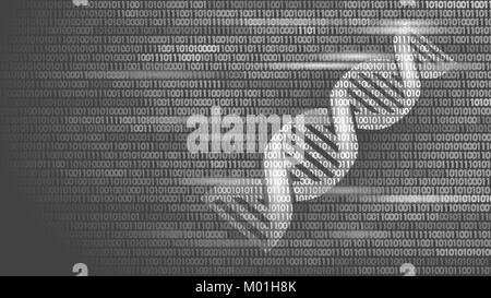 DNA binary code future computer technology concept. Genome science structure modified GMO engineering molecular symbol sign medicine coding gene banner template vector illustration Stock Vector