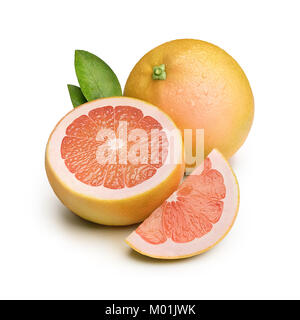 Grapefruit cut and whole on white back ground Stock Photo