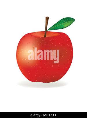 Red apple on white background, vector Stock Vector