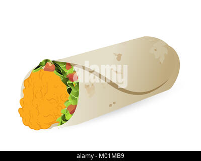 crispy chicken wrap illustration design isolated over a white background Stock Photo