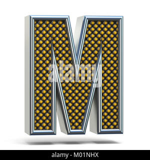 Chrome metal orange dotted font Letter M 3D render illustration isolated on white background Stock Photo