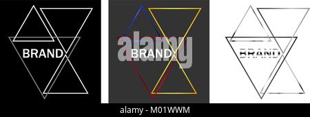 abstract outlines of triangles isolated and on a dark background design business logo Stock Vector