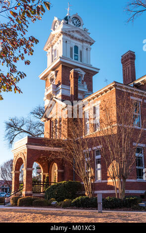 Built in 1885, the Gwinnett Historic Courthouse sits majestically on the town square in historic downtown Lawrenceville, Georgia. (USA) Stock Photo