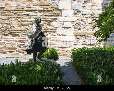AACHEN, GERMANY - JUNE 27, 2010: statue of Statue of St Stephen of Hungary near wall of Aachen Cathedral. Aachen town was the place where 31 Holy Roma Stock Photo