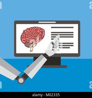 hand robot artificial monitor brain Stock Vector