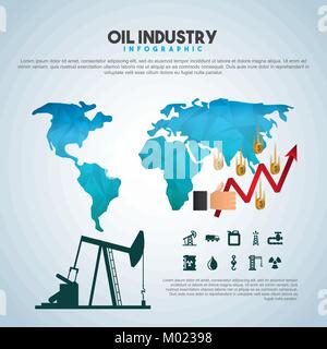 oil industry infographic extraction financial growth world Stock Vector