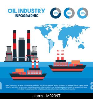 oil industry infographic transport logistics maritime cargo Stock Vector