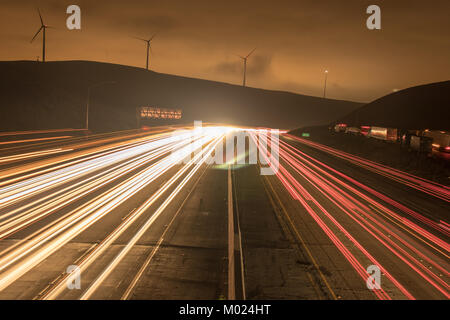 Night Time Light Trails Stock Photo