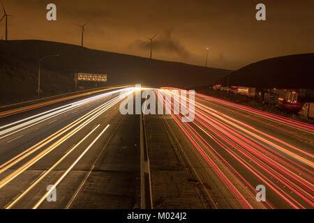 Night Time Light Trails Stock Photo