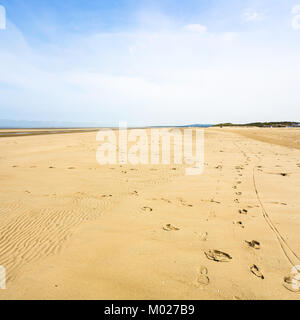 travel to France - yellow sand beach Le Touquet under blue sky (Le Touquet-Paris-Plage) on coast of English Channel Stock Photo