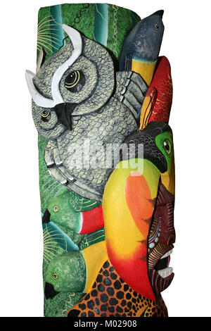 Costa Rica Boruca Indian Plaque With Owl & Toucan etc Stock Photo