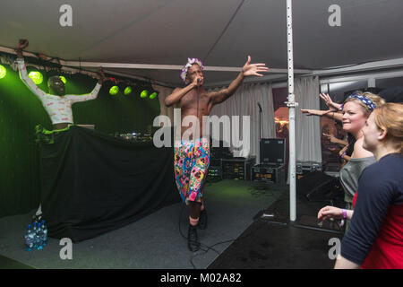 The American queer rapper and performance artist Michael Quattlebaum Jr is better known by his stage name Mykki Blanco and here performs a live concert at the Norwegian music festival Øyafestivalen 2013. Norway, 08/08 2013. Stock Photo