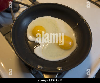 Frying eggs, sunny side up, Stock Photo