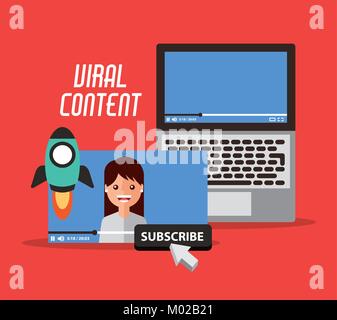viral content video start launch suscribe digital Stock Vector