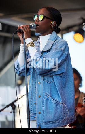 The Swedish singer and songwriter Sabina Ddumba performs a live concert at the Norwegian music festival Oslo Fjord Fest 2015 in Oslo. Norway, 16/07 2015. Stock Photo