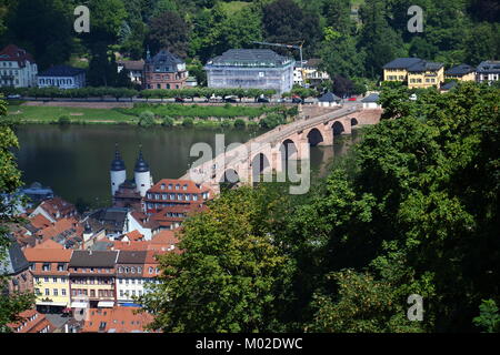 Karl Theodor Bridge Old Bridge over Neckar River, Heidelberg, Germany Stock Photo