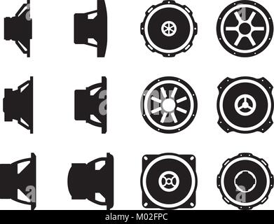 Car audio vector icon set. Speaker driver Stock Vector