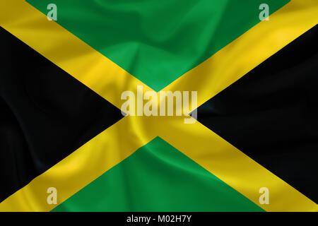 Jamaica flag pattern on the fabric texture ,vintage style Stock Photo