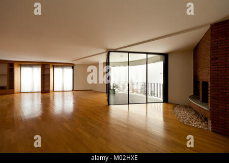 beautiful apartment imterior, empty room with windows Stock Photo
