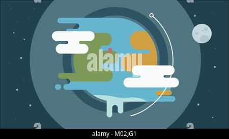 Creative Geographical representation of Planet Earth and the Moon Stock Vector