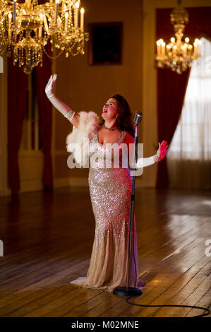 A female 50's style jazz singer Stock Photo