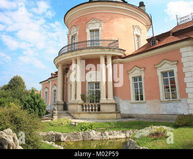 Part of Chinese palace and pond, Zolochiv Castle in Lviv region, Ukraine Stock Photo