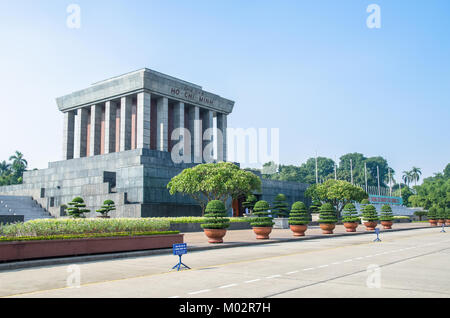 Hanoi,Vietnam - November 1,2017 : Ho Chi Minh Mausoleum is a large building located in the center of Ba Dinh Square,where Ho Chi Minh read the Declara Stock Photo