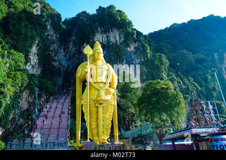 Murugan Statue, giant golden figures at Batu Caves, Kuala Lumpur, one of the most famous destination in Malaysia Stock Photo