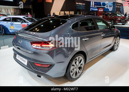 BRUSSELS - JAN 10, 2018: Hyundai i30 Fastback car showcased at the Brussels Motor Show. Stock Photo