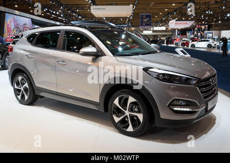 BRUSSELS - JAN 10, 2018: Hyundai Tucson compact crossover SUV car showcased at the Brussels Motor Show. Stock Photo